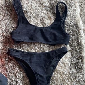 black ribbed bikini